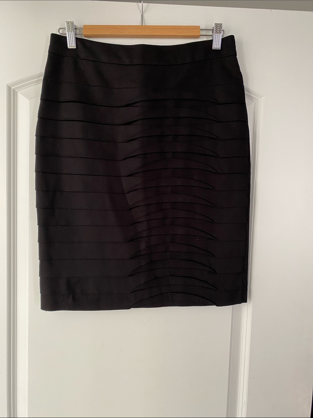 Structured Black Pencil Skirt - Sleek Layered Design